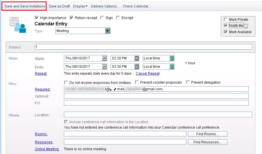 schedule a meeting in Lotus Notes 